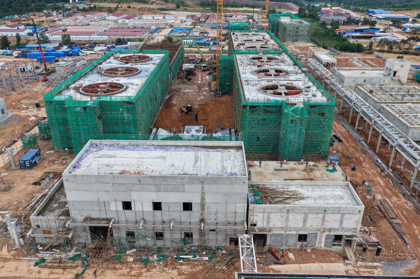 Mechanical draft cooling tower under construction